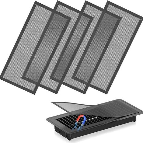 Black 4 PVC 4 × 10 inch PVC magnetic vent filter screen household floor Wall top vent cover anti-hair dust debris (1/5)