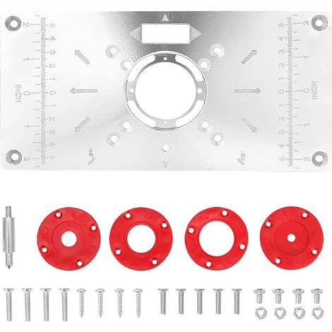 Router Table Plate 235mm x 120mm Router Table Insert Plate Router Plate Aluminum Router Table Insert Plate with 4 Insert Rings for Wood Engraving Machine (1/5)