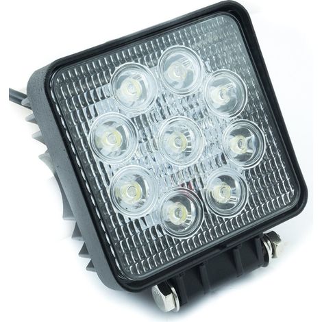 TRADE SHOP - Faro Supplementare Profondita Auto Fuoristrada 12v Quadrato 9 Led 27w 6000k Ip68 - (1/3)