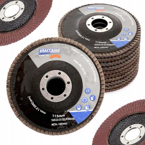 Dischi abrasivi per legno e metallo da 115 mm, set da 10 dischi lamellari (1/5)