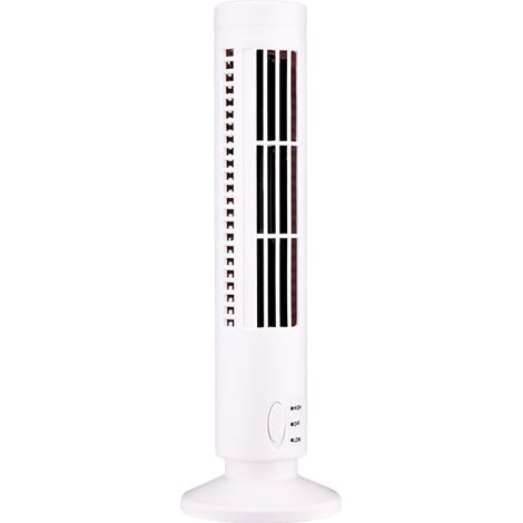 Ventilateur Tour Sans Pales Mini USB, 2 Vitesses et Modes pour Chambre, Salon, Bureau - Blanc (1/3)