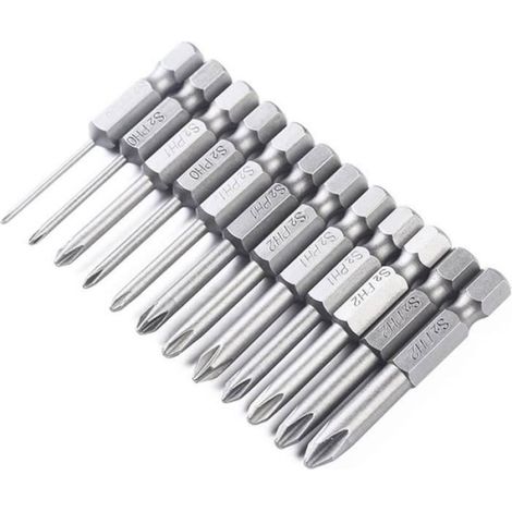 Embouts De Tournevis - Acier S2 - 50 mm - Tige Hexagonale 6 35 mm - Lot De 12