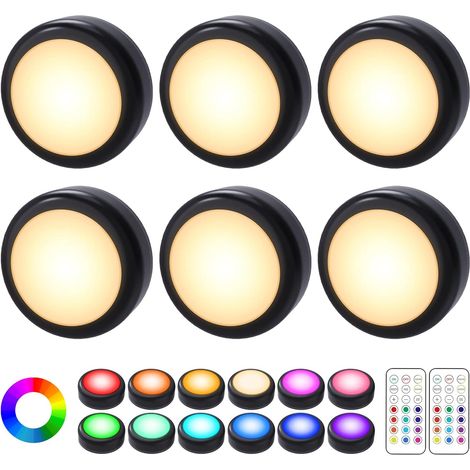 6 Pcs Lampe Placard, LED RGB 13 Couleurs, Télécommande, Minuterie, Cuisine Chambre (1/5)