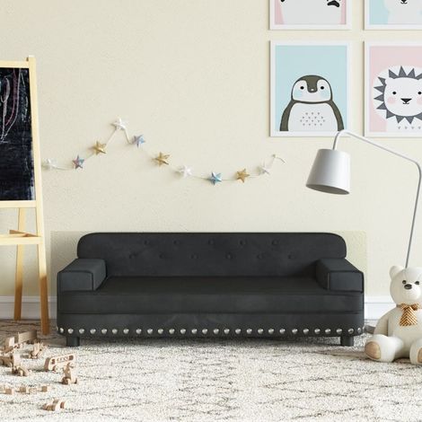 Canapé pour enfants, Canapé droit, Canapé fixe noir 90x53x30 cm velours FR740717 DESIGN IN (1/5)