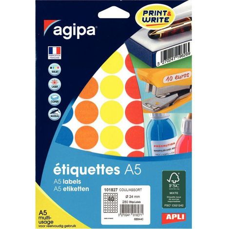 Étui de 280 pastilles de couleur diamètre 24 mm coloris assortis (1/2)