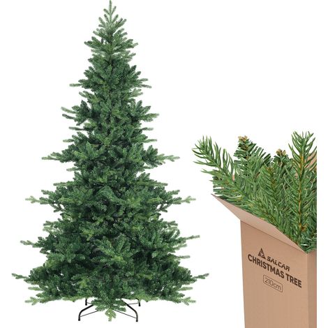 Salcar Sapin de Noël Artificiel de 180 cm : Sapin réaliste avec des branches en PVC et PE, équipé d'un système pliable. (1/5)