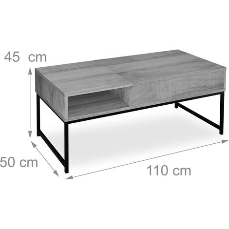 Table basse pliable moderne avec plateau relevable 60 x 110 x 77,5 cm en aggloméré blanc (1/4)