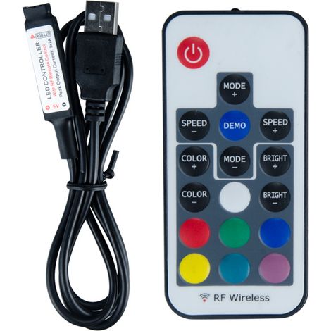 17-key RF USB controller, 5-24V controller, seven-color LED strip light dimmer.