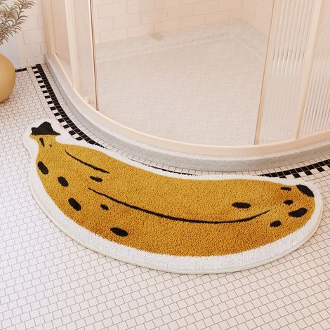 Tapis de salle de bain semi-arc banane à l'extérieur de la salle de douche tapis absorbant l'eau tapis de toilette antidérapant à séchage rapide (1/5)