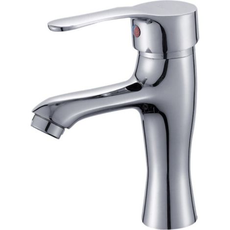 Messingkorpus, Einloch-Waschtischarmatur für Warm- und Kaltwasser, geeignet für Waschtische, Aufsatzwaschbecken und Balkone – galvanisierte Ausführung