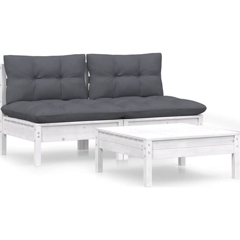 Maison Exclusive - Set Divani da Giardino 3 pz con Cuscini Antracite Legno di Pino (1/5)