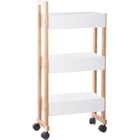 Desserte 3 Niveaux en Bambou "Natureo" 80cm Blanc (1/2)