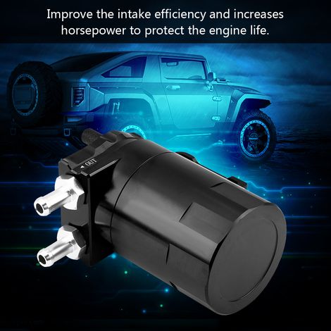 Universeller schwarzer Aluminium-Auffangbehälter für Motoröl, Abscheidebehälter mit Entlüftung, Auto-Tank-Set, Ölreiniger, Autozubehör. (1/5)