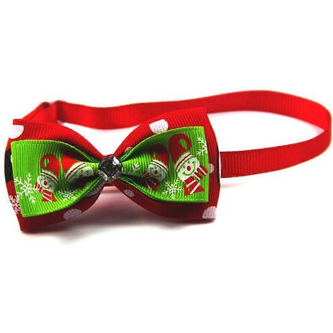 Weihnachtsmotiv-Fliege für Haustiere, 10 Stück rote Schleifen (1/5)