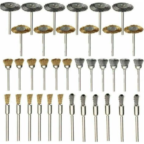 Set di 36 spazzole metalliche in acciaio inossidabile, adatte per trapani elettrici e utensili rotanti. (1/5)