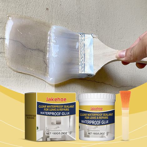 Transparente, wasserdichte Dichtmasse für Haushaltsreinigung, Küche, Außenwände, Fensterbänke und Wandabdichtung zur Verhinderung von Wassereintritt – 150 g + Pinsel -- DE (1/5)