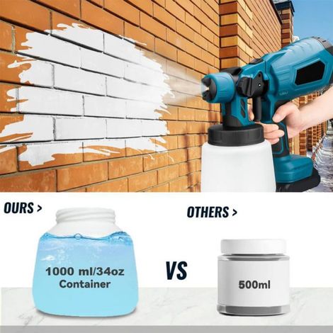 Pulvérisateur de peinture sans fil - 1000ML - 38000RPM - 3 modes pulvérisation - Peinture en aérosol portable - batterie Makita 18V (1/5)