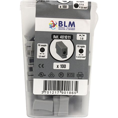 100 connecteurs luminaires 1x1,5 - 1x2,5 (1/8)