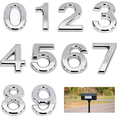 Chiffre Porte 10 Pièces Numéros de Porte de 0 à 9 Chiffre Boite aux Lettres Numero de Maison Adhesif 0 à 9 Numéro de Rue d'Adresse Design Chiffre Boite aux Lettrespour Bureau Appartements (1/5)