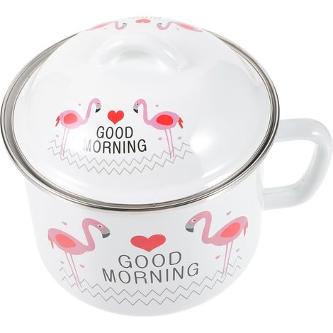 Couvercle de Bol de Nouilles Ramen Bol de Service en Émail Design Simple pour Les Repas Rapides Aux Fruits Et Au Riz (1/5)
