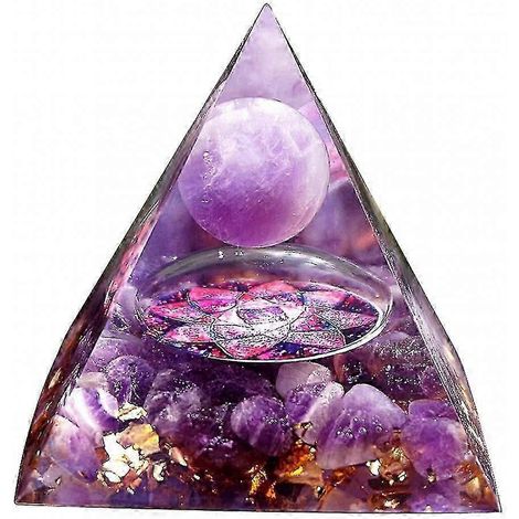 Amethyst-Orgonpyramide, violetter Meditationskristall, Heilstein (1/5)