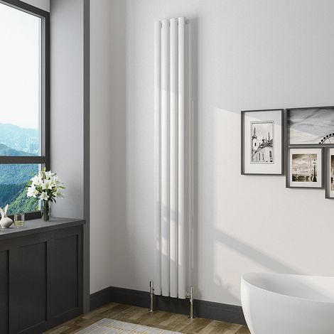 Oval Column Radiator 1800x236mmWhite Vertical Radiator Single Modern Central Heating Radiators