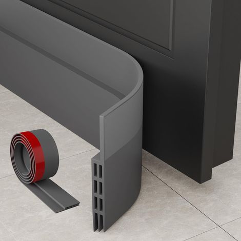 Joint de bas de porte isolant et coupe-vent, 100 cm x 5 cm allie isolation thermique, protection contre le vent, isolation phonique et étanchéité (gris) (1/5)
