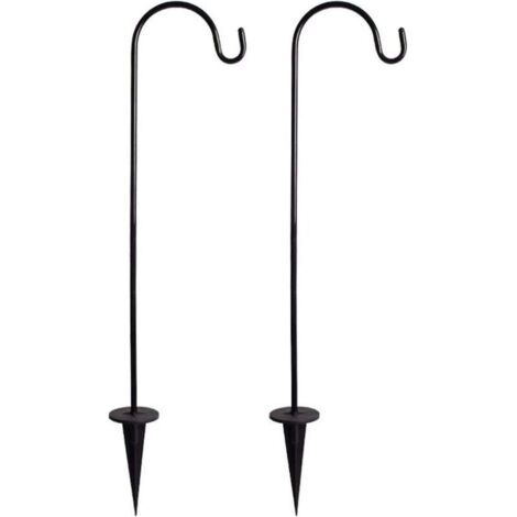 2er-Pack Hirtenstäbe, robuste und verstellbare Metall-Gartenpfähle mit Haken für Solarleuchten