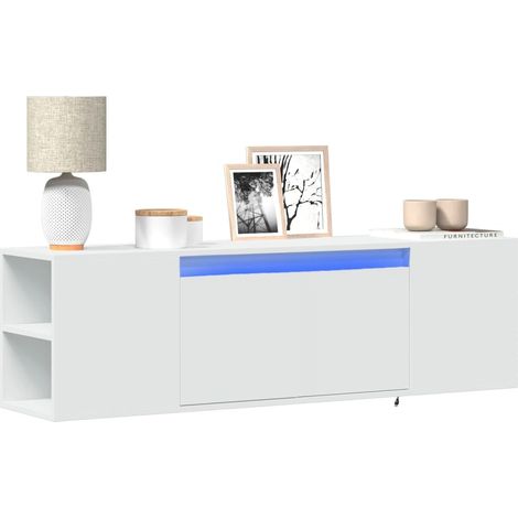 TV-Wandschrank mit LED-Beleuchtung Weiß 135x31x39,5 cm