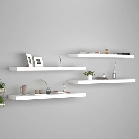 vidaXL Floating Wall Shelves 4 pcs White 90x23,5x3,8 cm MDF