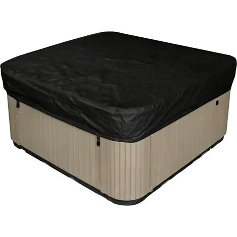 Couverture carrée pour baignoire/spa de terrasse, fibre de polyester 210D, imperméable et anti-poussière, noire : 220 x 220 x 85 cm (1/5)