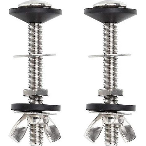 Kit 2 vis inox pentru fixare vas WC, Tovbmup, șuruburi universale cu etanșare dublă, argintii, dimensiune 74x8mm (1/4)