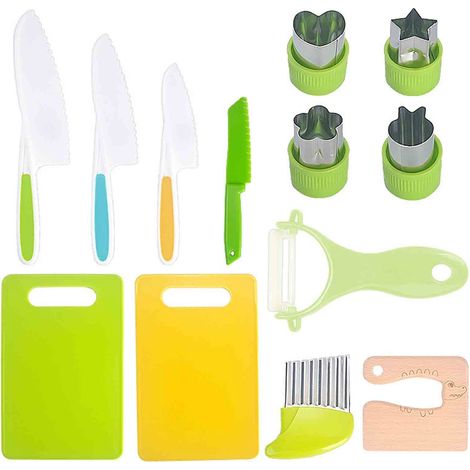 Couteau Enfant - Jeu De 13 Pièces En Plastique Alimentaire - Pour Couper Fruits Et Légumes - Idéal Cuisine Enfant À La Maison - 13 Pièces (1/5)
