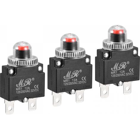 Lot de 3 interrupteurs protection pour compresseur d'air, 12 A, AC125/250 V, DC32 (1/5)