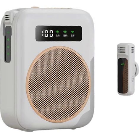 Bluetooth-Sprachverstärker mit drahtlosem magnetischem Lavalier-Mikrofon für Klassenzimmer/Yoga/Konferenzen (weiß) (1/5)