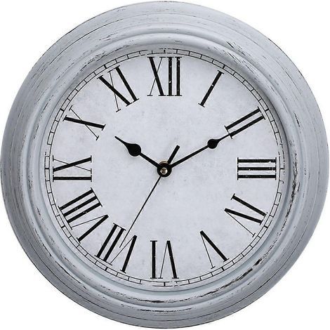 Horloge murale vintage élégante. 30 cm. en plastique gris. précision optimale et résistante aux intempéries. idéale pour toutes les pièces. (1/5)