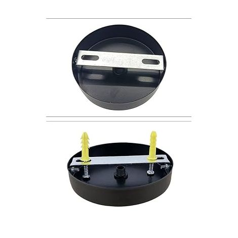 Ceiling Canopy 100 x 20 mm, Metal Junction Box, 1 Hole Round Lampshade, Ceiling Rosette, Matte Black, Suitable for All Lamps (1/4)