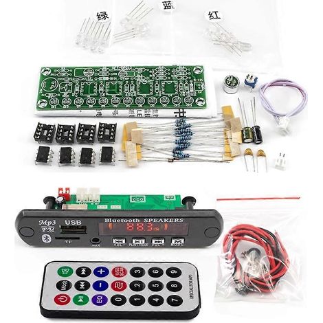 FM Radio DIY Electronics Kit Bluetooth 5.0-Compatible Enceinte avec Voice-Activated Level Indicator DIY Electronics Kit (1/5)