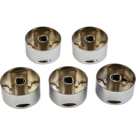 XEPHO Lot de 5 boutons de cuisinière ronds en alliage de zinc pour table de cuisson à gaz Argenté (1/5)