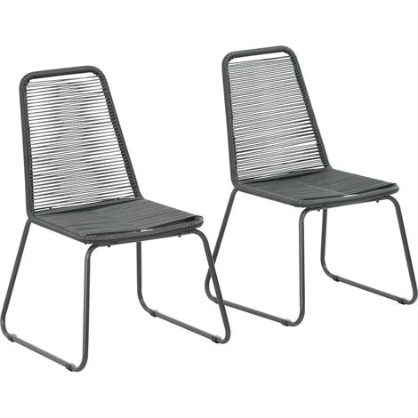 Lot de 2 Chaises de jardin - Chaise d'extérieur pour terrasse/jardin Résine tressée Noir BV174452 - BonneVie (1/3)