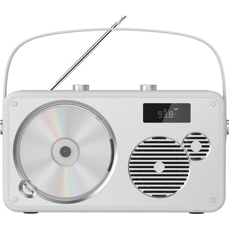 Lecteur CD Portable chaîne HiFi stéréo Enceinte Bluetooth rétro en Cuir Radio FM/USB/entrée AUX Batterie Rechargeable, Son Clair et Riche DSP, télécommande (LP-103) (1/5)