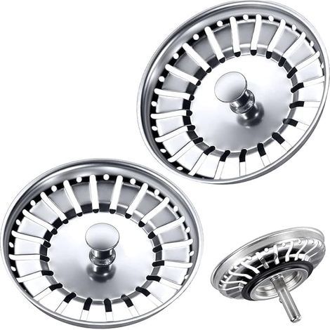 Pack 84mm Stainless Steel Sink Stopper Replacement Sink Plug Drain Stopper for Food/Hair Catcher - for 84-85mm Kitchen Sink Hole (1/5)