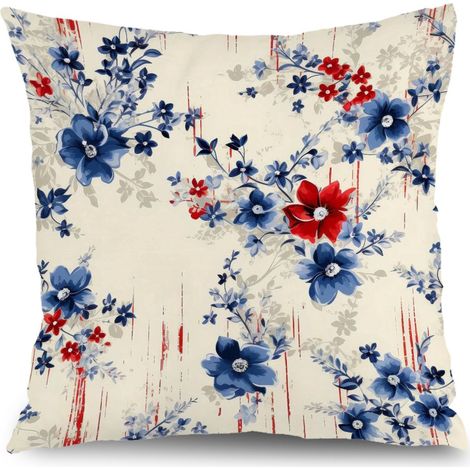 Housse de coussin floral été, décoration canapé intérieur,45×45cm (1/5)