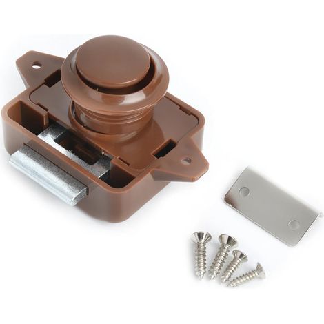 (Brun) Ensemble de 10 verrous à bouton-poussoir pour camping-car, loquets de tiroir d'armoire, quincaillerie (1/5)