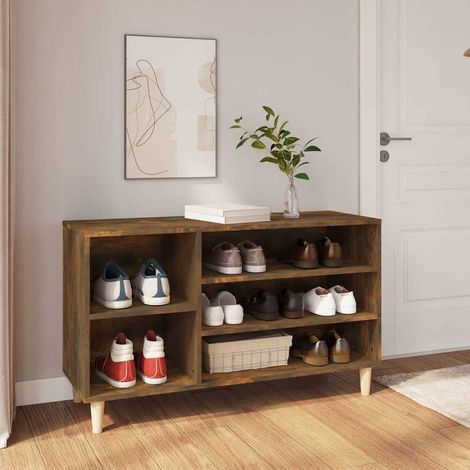 vidaXL Shoe Cabinet Smoked Oak 102x36x60 cm Engineered Wood (1/5)
