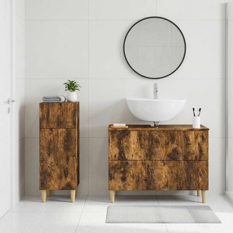 vidaXL 2 Piece Bathroom Cabinet Set DELFT Smoked Oak Engineered Wood (1/5)