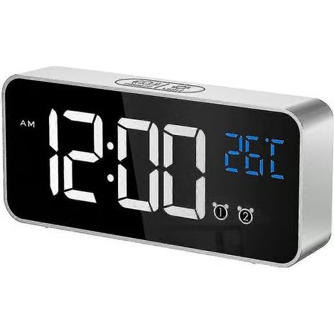 Grand réveil numérique pour malvoyants - Grand réveil électrique pour chambre, affichage de gros chiffres, luminosité entièrement réglable, ports USB (1/4)
