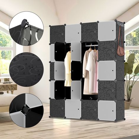 Wolketon Sistema di scaffali per armadio guardaroba con porta per vestiti scarpe giocattoli accessori - 20 cubi