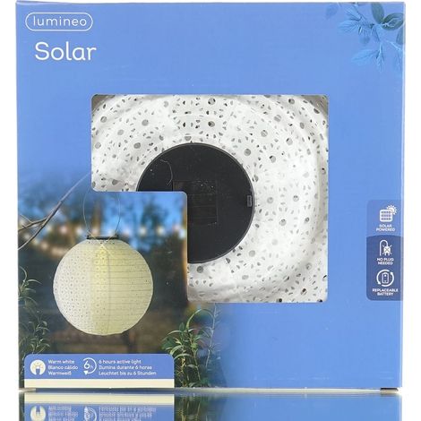 Lumineo Solar Laterne Ø 25 cm Höhe 23 cm weiß (1/2)