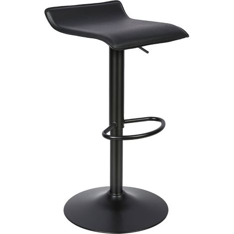 Tabouret de Bar Lot de 2 Rotatif à 360° Similicuir Réglage en Hauteur Noir (1/5)